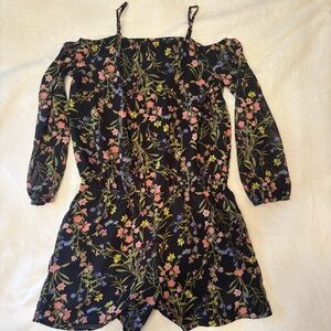 Children’s Place Floral Kids Romper - Black, Pink, Green